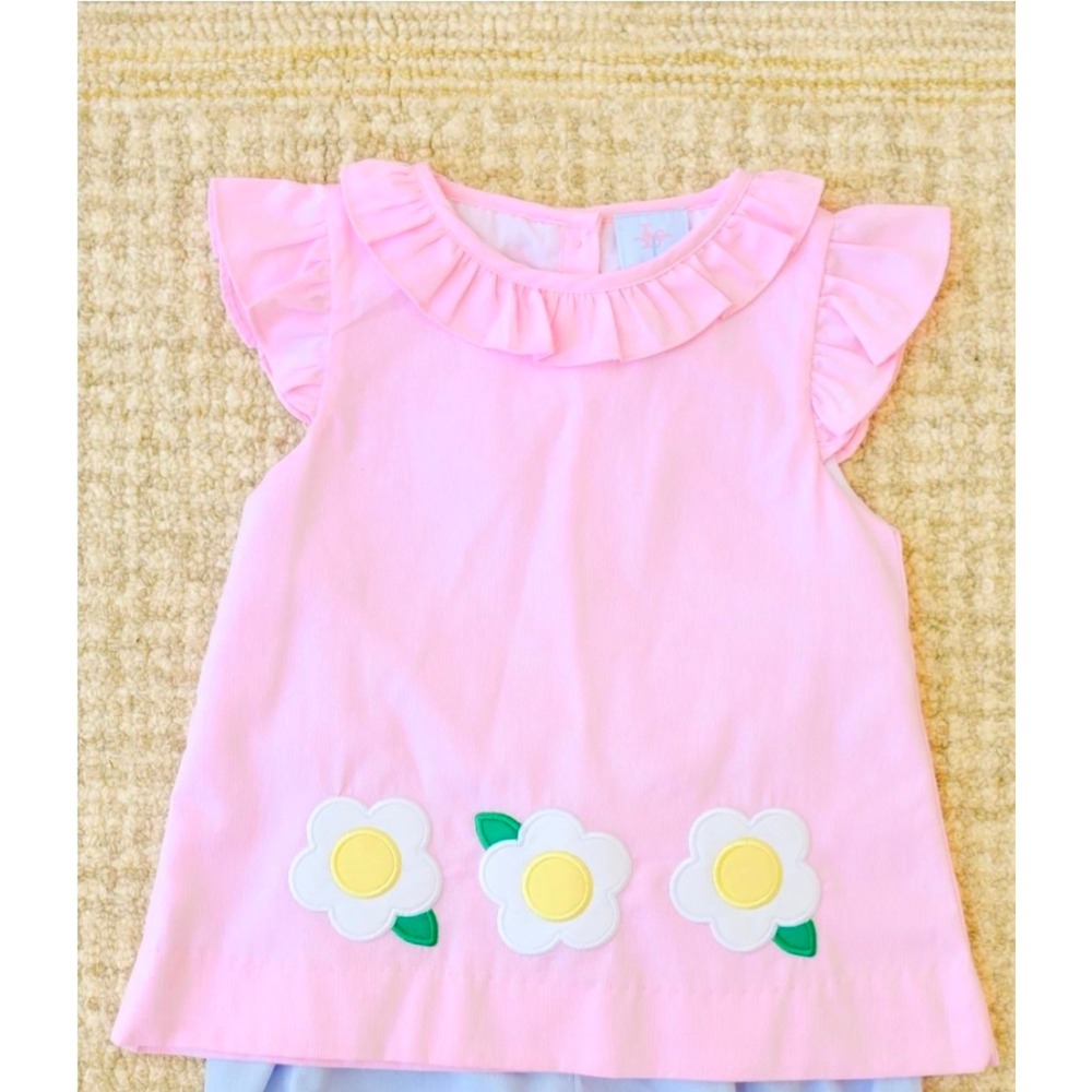 Lillie and Lilah Girls Pink Daisy Applique top only 3T NWOT
